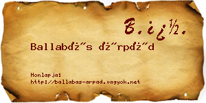 Ballabás Árpád névjegykártya