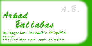 arpad ballabas business card